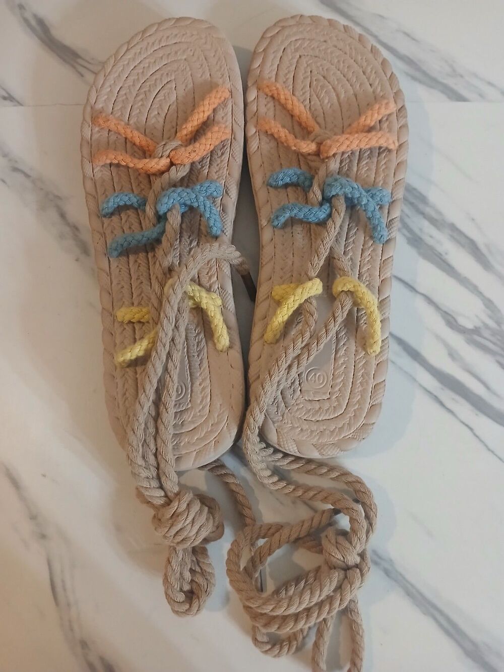 Crisscross Rope Sandals Boho Open Toe Beach Slides Outdoor Shoes Women's Size 40